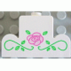 Part 4088px2 White Brick, Modified 1 x 4 x 2 Center Stud Top with Rose and Vines Pattern 